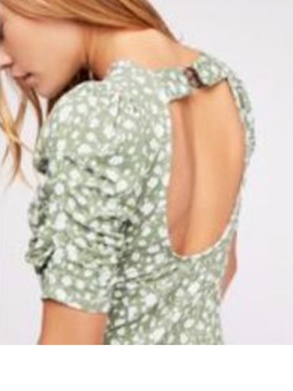 Free People Rosie Midi Dress Green white Floral Knit Open Back buckle S - Picture 2 of 16